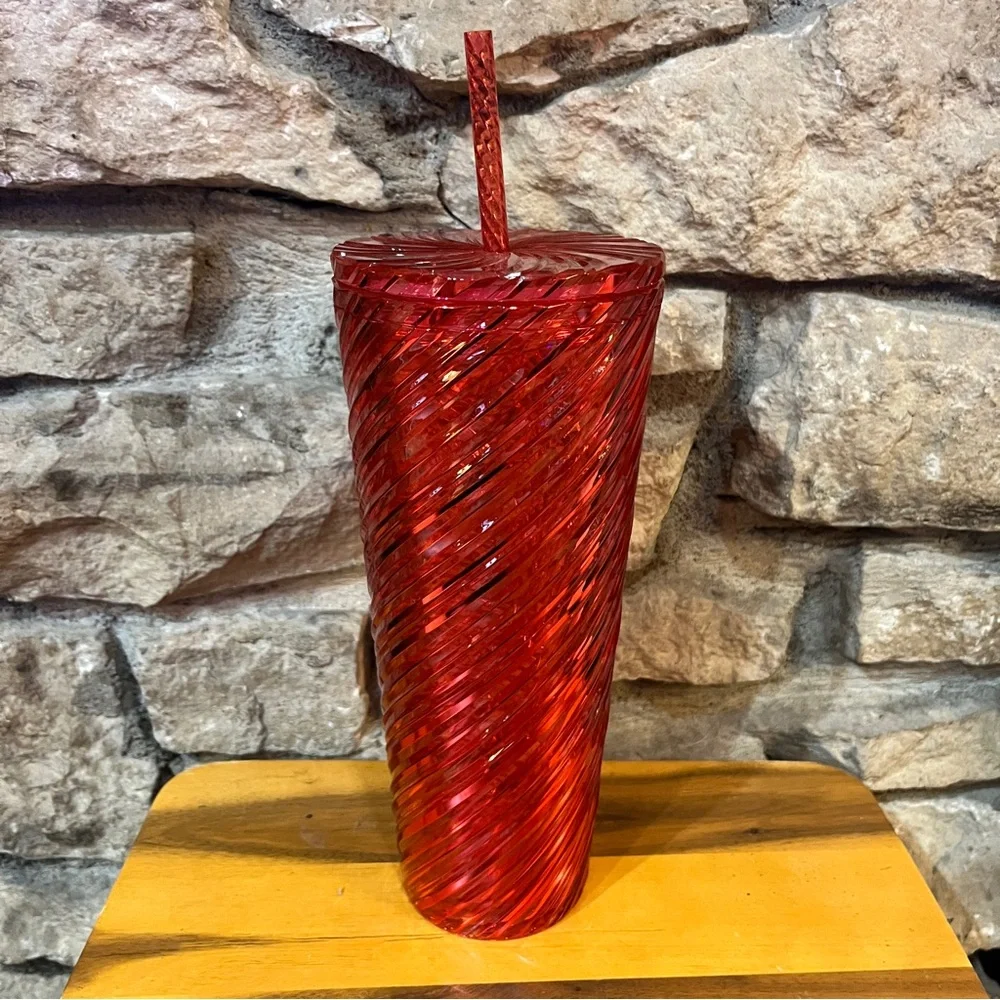 NWT Starbucks 2024 Holiday Red Switl Stripe Venti 24 oz 710 ML Tumbler Cold Cup